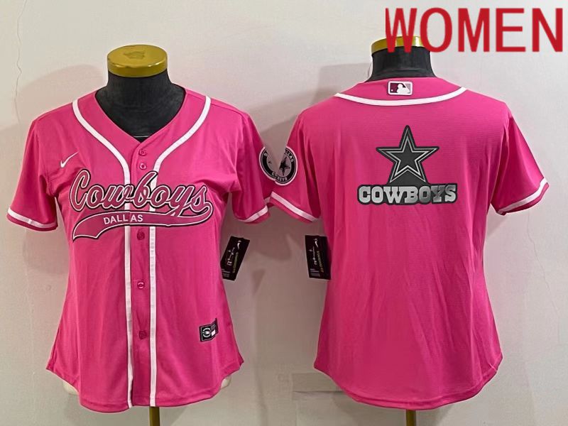 Women Dallas Cowboys Blank Pink 2022 Nike Co branded NFL Jerseys